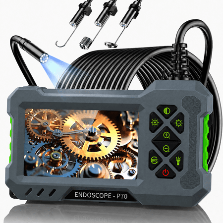 BEBANG Endoscope Camera with Light, 4.3" LCD Borescope Inspection Camera, 8mm IP67 Waterproof Probe, 16.4FT Semi-Rigid Cable, 8 Adjustable LED Lights for Automotive, Plumbing, HVAC & Home Inspect