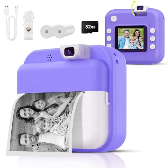 BEBANG Kids Camera Instant, Front Rear Dual Selfie Kids Camera with 1080P Videos, Holiday Birthday Gifts for Kids