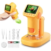 BEBANG Kids Microscope, Digital Microscope for Kids with 2" HD IPS Screen, 3-in-1 Portable Handheld Microscope with 6 LED Lights, STEM Educational Science Toy Gift for Boys Girls