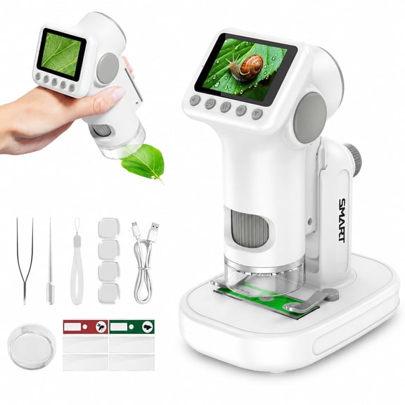 BEBANG Microscope for Kids, 2" Screen Digital Microscope with Slides Kit, Portable Handheld Kids Microscope with LED Lights, STEM Science Toy Birthday Christmas Gift for Boys Girls
