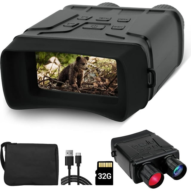 BEBANG Night Vision Goggles, 7 Level Infrared Digital Night Vision Binoculars 32GB HD Photo And