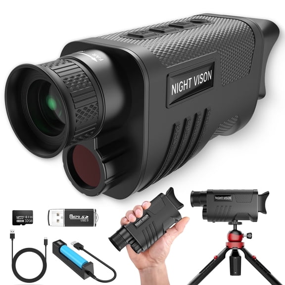 BEBANG Night Vision Monocular for Adults, 8X Digital Zoom IR Infrared Night Vision Scope for 100% Darkness, Portable Handheld Monocular with 32GB Card for Hunting, Camping & Wildlife Observation