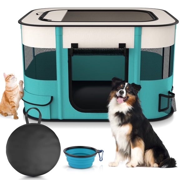BEBANG Pet Playpen, Foldable Portable Dog Cat Playpens Exercise Kennel Tent, Removable Shade Cover,&nbsp;Indoor Outdoor Travel Camping&nbsp;Use(L)