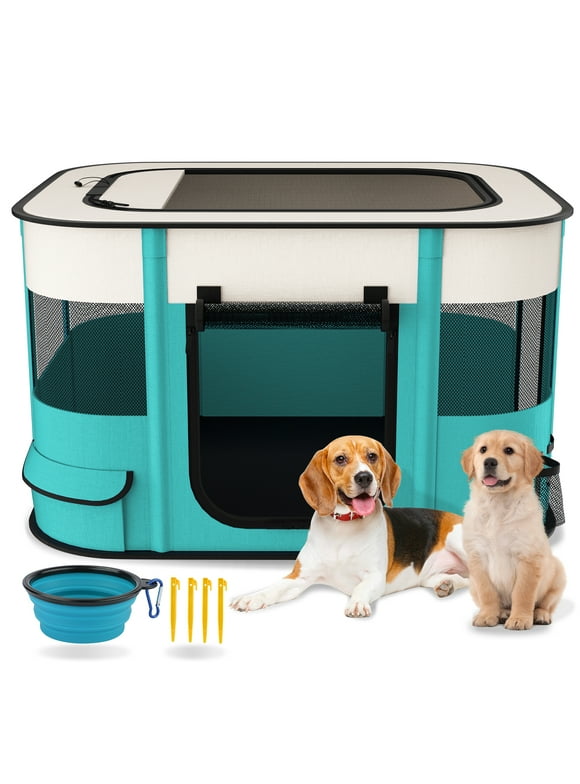 BEBANG Pet Playpen, Foldable Portable Dog Cat Playpens Exercise Kennel Tent, Removable Shade Cover,Indoor Outdoor Travel CampingUse