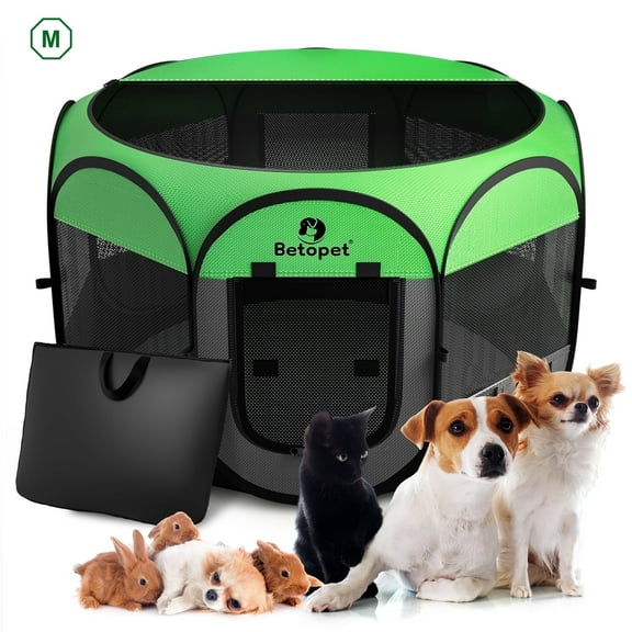 BEBANG Pop up Dog Playpen, Portable Pet Playpen for Cat, Puppies, Rabbits, Chickens, Foldable Pet Tent for Indoor Outdoor Travel Camping