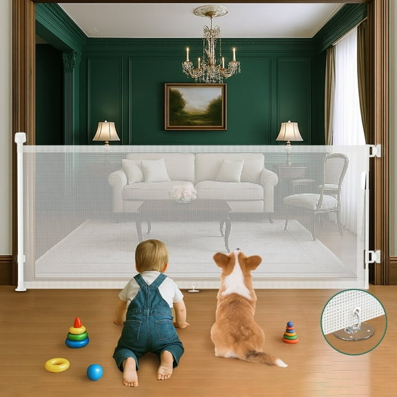 BEBANG Retractable Baby Gate Extra Wide, 71" Retractable Dog Gate for Stairs, Doorways, Hallways, Indoor and Outdoor