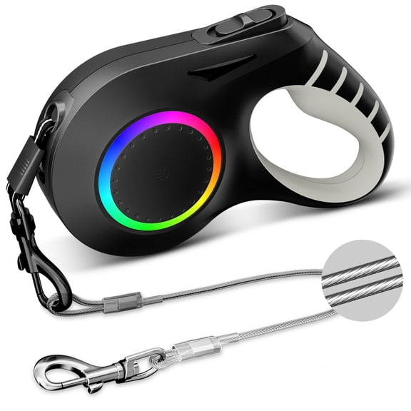 BEBANG Retractable Dog Leash with Chew Proof Wire Rope, 20ft Dog Leash Retractable with Light for Small and Medium Dogs