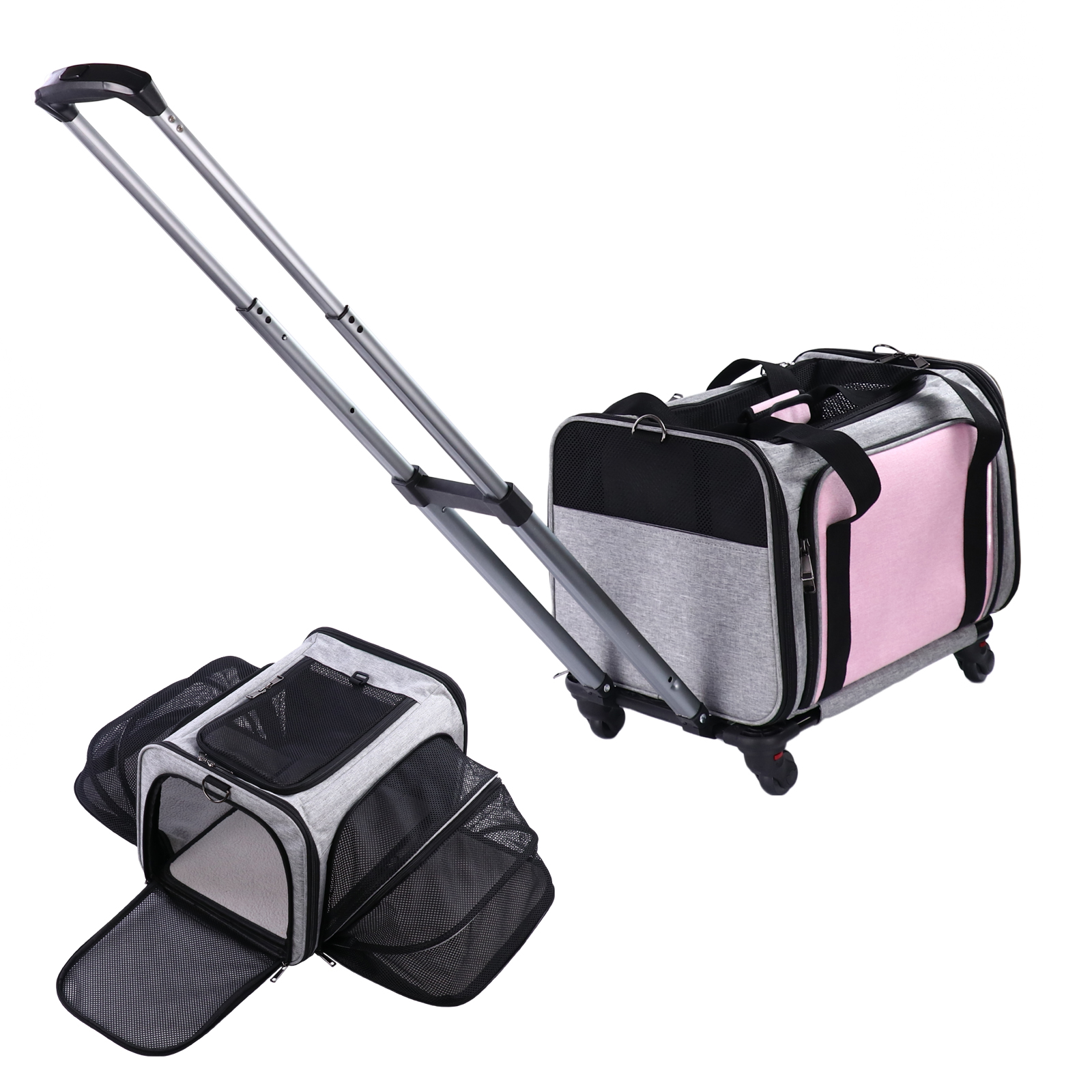 Pet Carrier with Wheels for Dogs and Cats, Airline Approved Foldable