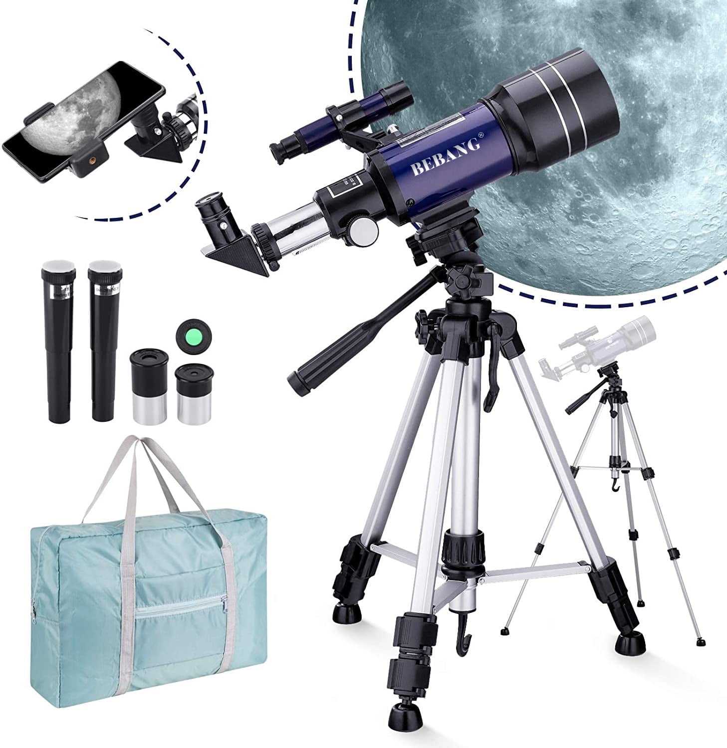 BEBANG Telescopes for Kids Adults Beginners, 70MM Telescope for Astronomy, Refractor Telescopes with Tripod