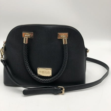 BEBE Logo Purse Satchel Shoulder HandBag Crossbody Black With Gold NWOT