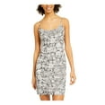 thumbnail image 1 of BEBE Womens Silver Floral Spaghetti Strap Scoop Neck Short Body Con Dress  M, 1 of 2