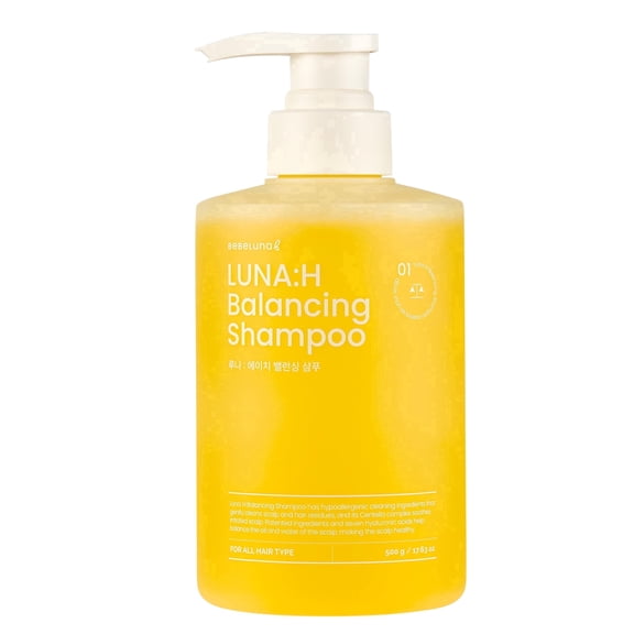 BEBELUNA | Luna:H Balancing Shampoo | pH-Balanced Plant-Derived Cleanser | Menthol Cooling | Centella & Chamomile | 16.9 fl oz (500 mL)