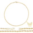 thumbnail image 1 of BEBERLINI Women Butterfly CZ Charm Anklet 14K Gold Filled Rope Chain Ankle 10" Jewelry, 1 of 9