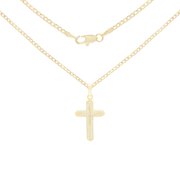 BEBERLINI Women Cross CZ Pendant Necklace Set 14K Gold Filled Cuban Chain Jewelry 24"