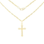 BEBERLINI Women Cross CZ Pendant Necklace Set 14K Gold Filled Rope Chain Jewelry 24"