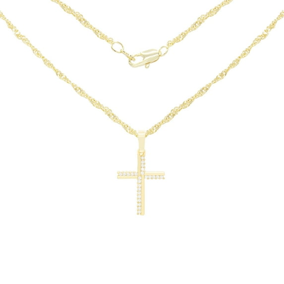 BEBERLINI Women Cross CZ Pendant Necklace Set 14K Gold Filled Rope Chain Jewelry 24"