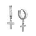 thumbnail image 1 of BEBERLINI Women Cross Pendant CZ Huggie Hoop Earrings Silver Stainless Steel Jewelry Gift, 1 of 8