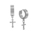 thumbnail image 1 of BEBERLINI Women Cross Pendant Huggie Hoop Earrings Silver Stainless Steel Jewelry Gift, 1 of 8