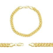 BEBERLINI Cuban Link Chain 14K Gold Filled Bracelet 8.5" Lobster Claw Clasp Jewelry Gift for Men 8 mm
