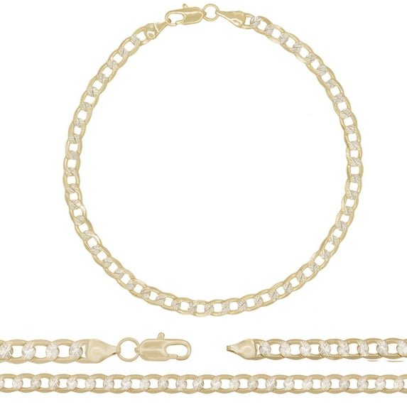 BEBERLINI Women Cuban Link Chain Anklet 14K Gold Filled Ankle Jewelry Diamond Cut 4.5 mm