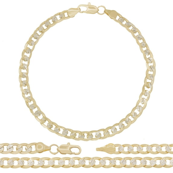 BEBERLINI Women Cuban Link Chain Anklet 14K Gold Filled Ankle 10" Jewelry Diamond Cut 6 mm