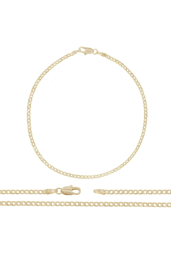 Women Cuban Link Chain Anklet 14K Gold Filled Ankle Bracelet 10" Jewelry 2.5 mm