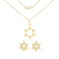 thumbnail image 1 of BEBERLINI David Jewish Star Cubic Zirconia Pendant CZ Stud Earrings 14K Gold Filled Box Chain Necklace Set Fashion Jewelry Women 24", 1 of 8