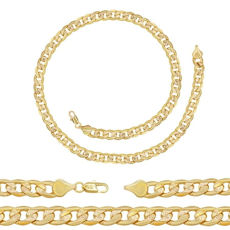 BEBERLINI Men Diamond Cut Cuban Link Chain 14K Gold Filled Necklace 24" Jewelry Gift 9 mm