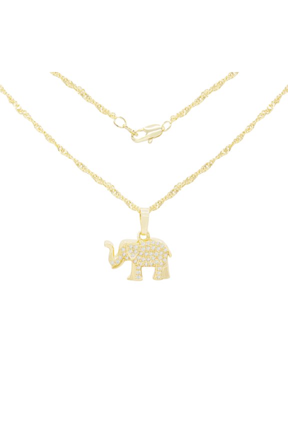 Elephant CZ Charm 14K Gold Filled Rope Chain Pendant Necklace Jewelry Women 24"