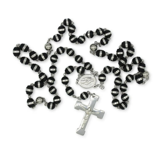 BEBERLINI Fancy Rosary Necklace Five Decade Split Acrylic Catholic Prayer Beads 6 mm