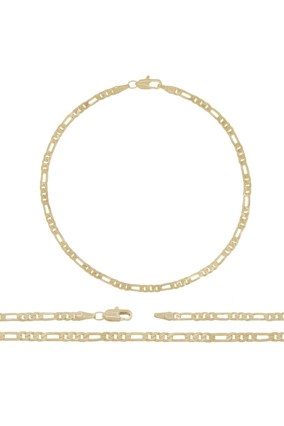 Women Figaro Chain Anklet 14K Gold Filled Ankle Bracelet 10" Foot Jewelry 3 mm