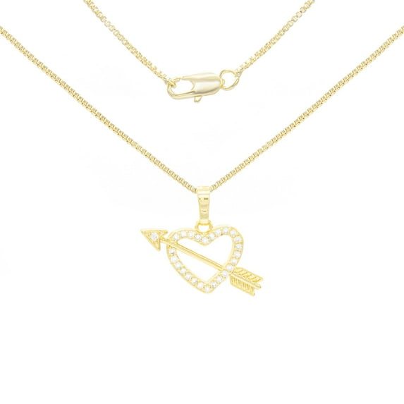 BEBERLINI Women Heart CZ Pendant Necklace Set 14K Gold Filled Box Chain Jewelry 18"