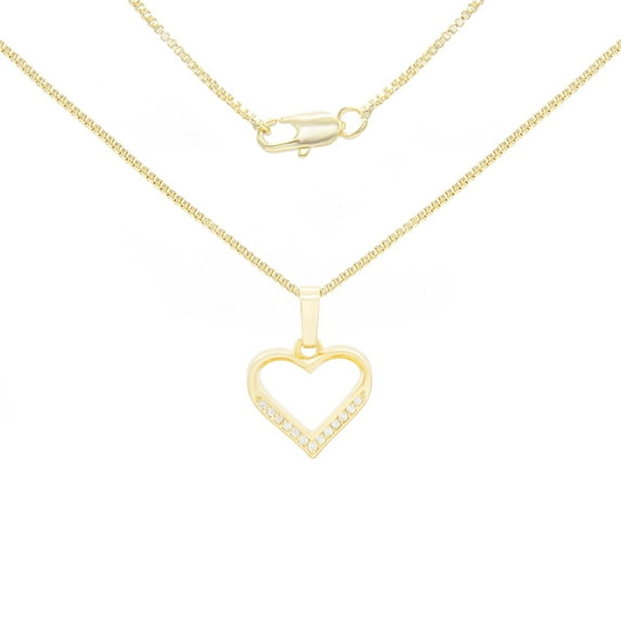 BEBERLINI Women Heart CZ Pendant Necklace Set 14K Gold Filled Box Chain Jewelry 24"