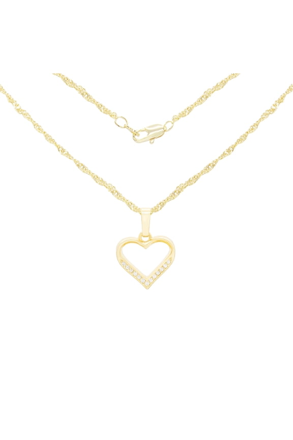 Women Heart CZ Pendant Necklace Set 14K Gold Filled Rope Chain Jewelry 18"
