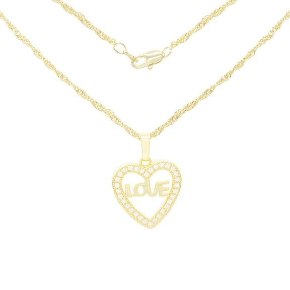 BEBERLINI Women Heart CZ Pendant Necklace Set 14K Gold Filled Rope Chain Jewelry 24"
