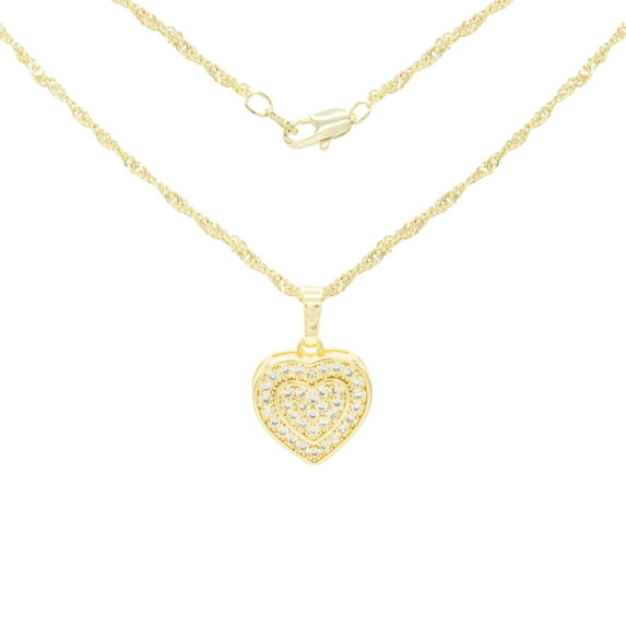 BEBERLINI Women Heart CZ Pendant Necklace Set 14K Gold Filled Rope Chain Jewelry 24"