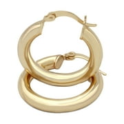 BEBERLINI Hoop Earrings 25 mm 14K Gold Plated Large Hip Hop Hoops Fashion Ear Jewelry for Adult Female Teen Girls 4 mm Thick