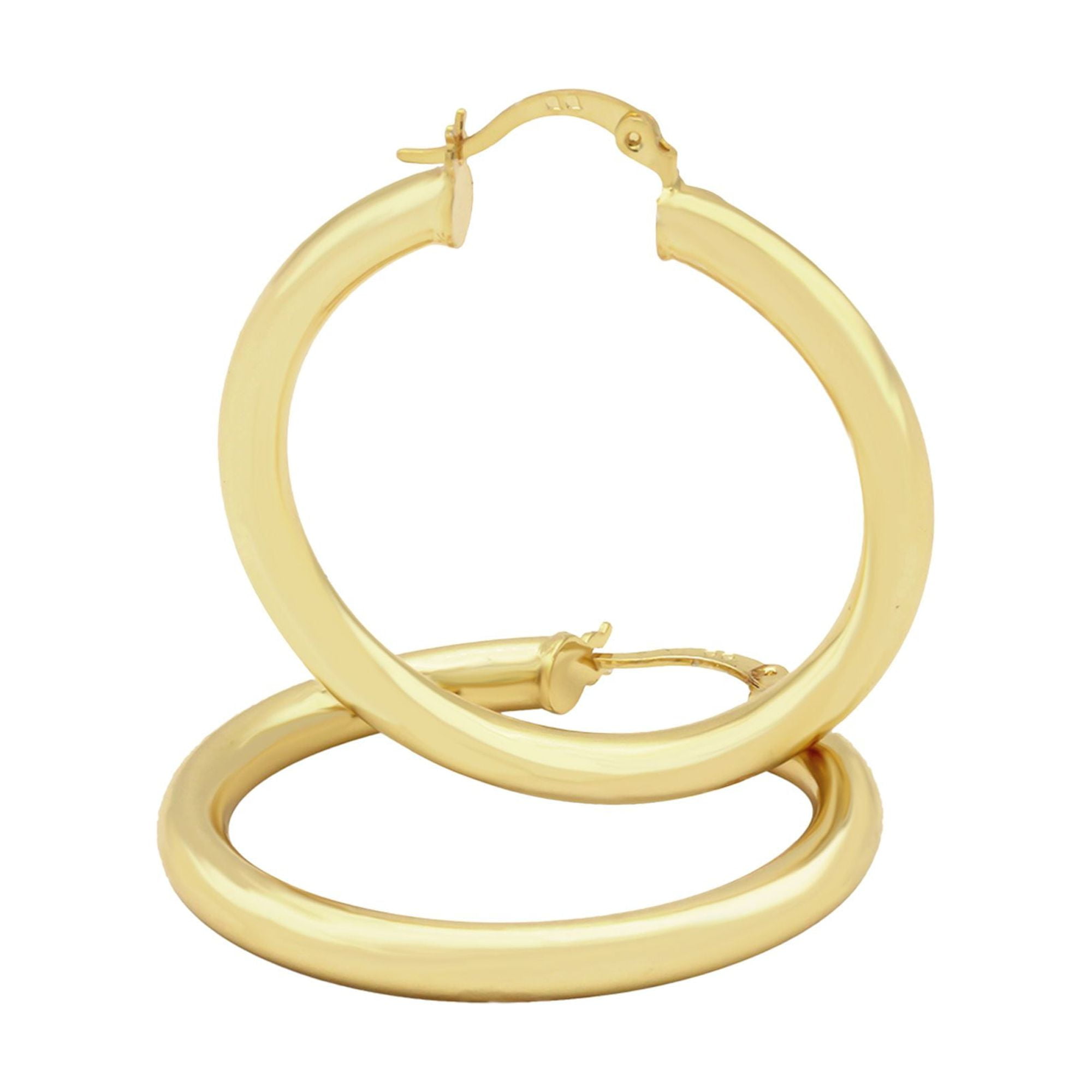 14K Gold Large Thick Hoop Earrings