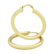 BEBERLINI Hoop Earrings 40 mm 14K Gold Plated Large Hip Hop Hoops Fashion Ear Jewelry for Adult Female Teen Girls 4 mm Thick