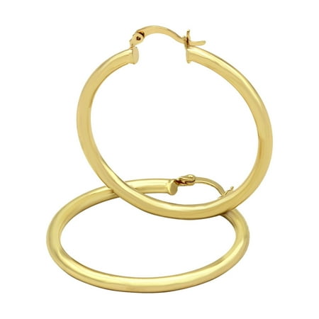 BEBERLINI Hoop Earrings 50 mm 14K Gold Filled Large Hip Hop Hoops Fashion Ear Jewelry for Adult Female Teen Girls 3 mm Thick