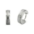 thumbnail image 1 of BEBERLINI Men Huggie Hoop Earrings Stainless Steel Silver Fashion Jewelry Gift Texture, 1 of 6