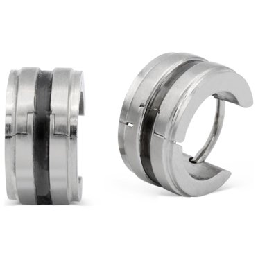 Stainless Steel Satin Grooved Huggie Hinged Hoop Earrings...