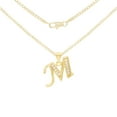 BEBERLINI M Initial Letter Pendant Curb Necklace Set 14K Gold Plated