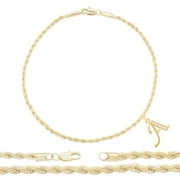 BEBERLINI Letter A CZ Charm Initial Anklet 14K Gold Filled Rope Chain Ankle Jewelry Women