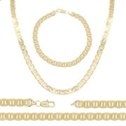 BEBERLINI Mariner Chain 14K Gold Filled Necklace 24" Bracelet 8.5" Set Lobster Claw Clasp Jewelry Gift for Men 6.8 mm