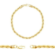 BEBERLINI Rope Chain 14K Gold Filled Bracelet 8.5" Lobster Claw Clasp Jewelry Gift for Men 5 mm