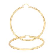 BEBERLINI Slit Cut Hoop Earrings 30 mm 14K Gold Plated Large 4 mm Thick Hip Hop Fashion Ear Jewelry for Women Teen Girls
