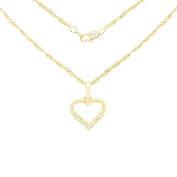 BEBERLINI Women Heart CZ Pendant Necklace Set 14K Gold Filled Rope Chain Jewelry 20"