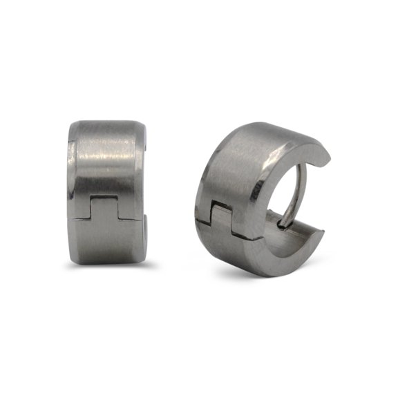 BEBERLINI Women Huggie Hoop Earrings Stainless Steel Silver Jewelry Gift Beveled Edge Wide