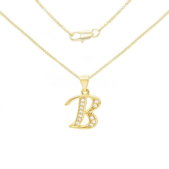 BEBERLINI Women Initial Letter B Pendant Necklace 14K Gold Filled Box Chain Jewelry 24"